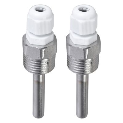 PEILINZE Temperature Sensor Thermowells, 2-Pack, Stainless Steel, 1.27 cm, 8 x 50 mm