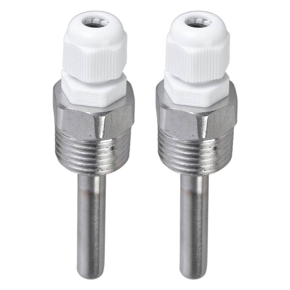 PEILINZE Temperature Sensor Thermowells, 2-Pack, Stainless Steel, 1.27 cm, 8 x 50 mm