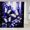 Loussiesd Kids' Butterfly Shower Curtain, Floral Pattern, Blue/Purple, 180 x 210 cm view 1