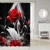 Loussiesd 3D Rose Shower Curtain, 180 x 180 cm, White Swan Floral Print view 2