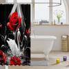 Loussiesd 3D Rose Shower Curtain, 180 x 180 cm, White Swan Floral Print view 3