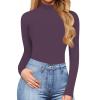 Women's Metallic Long-Sleeve Leotard Bodysuit, Purple, XXL view 2
