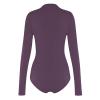 Women's Metallic Long-Sleeve Leotard Bodysuit, Purple, XXL view 3