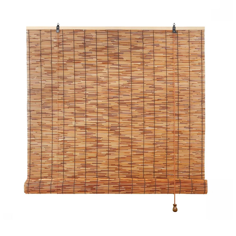 Bamboo Roman Blind 90/100/120/140/160/180 cm Wide, Outdoor Weather-Resistant Reed Shade with Lift, Sun and Privacy Protection (W15)