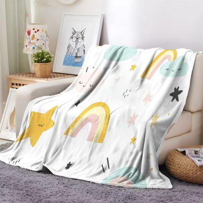 XCQHZYQ Kids' Cozy Blanket, Cartoon Clouds and Rainbow, 200 x 200 cm