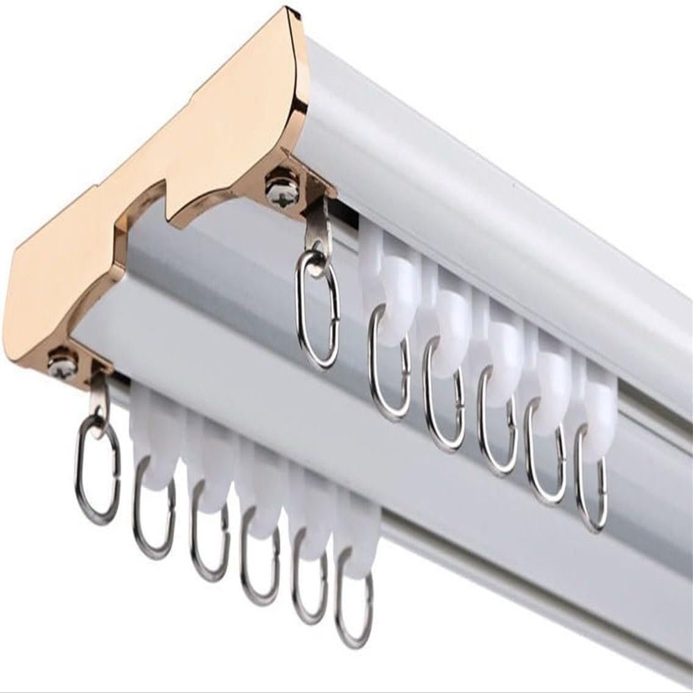 Durable Aluminum Double Curtain Track for Living Room, Bedroom, Bathroom and Room Divider – Ceiling-Mounted Set