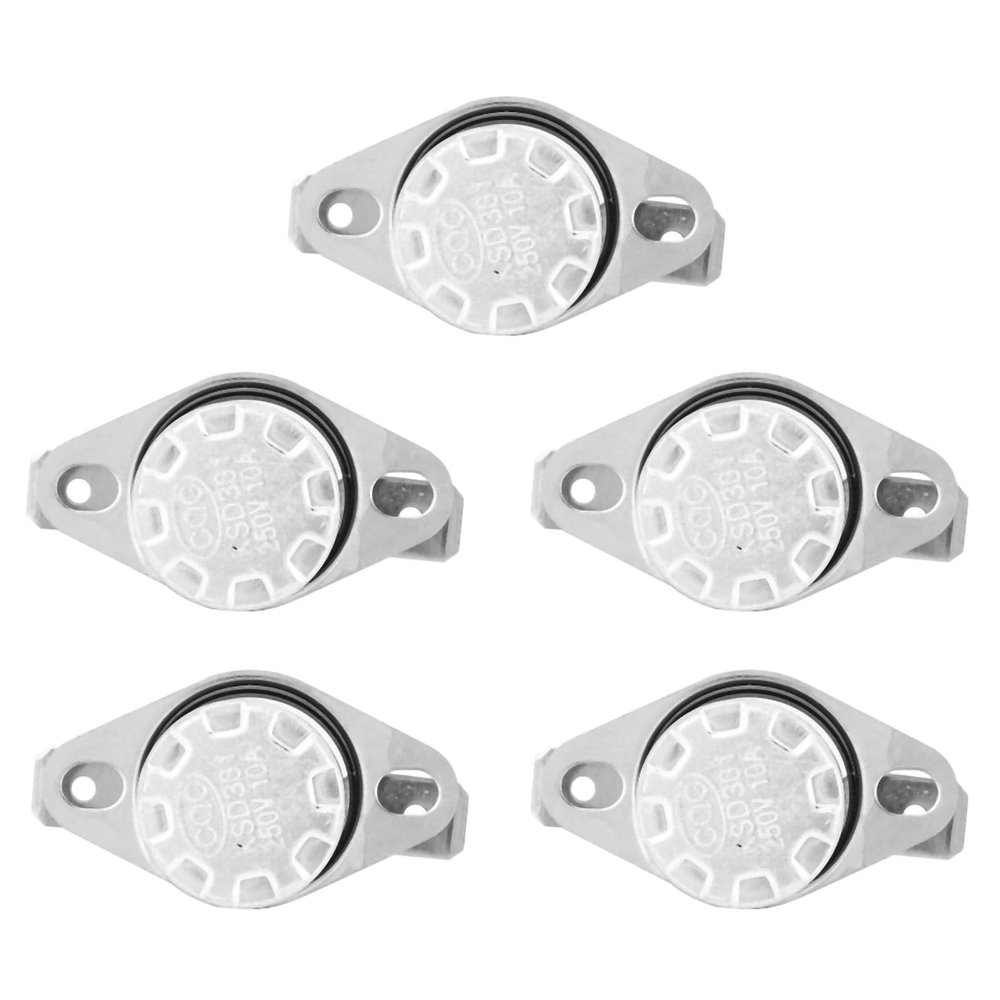 5-Pack KSD301 Normally Closed Thermostat Switches, 6.3 mm Terminals, AC 250 V 10 A (105)