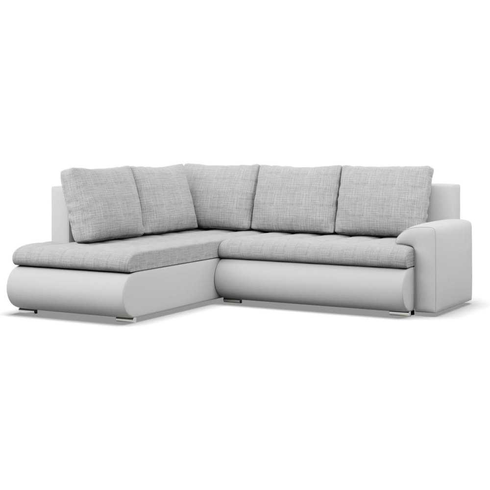 Mebligo FORESTA Left-Facing Sectional Sofa Bed with 2 Storage Compartments, Gray + Gray, 230 x 89 x 200 cm (W x H x D)