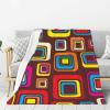 WSHFFILO Warm Printed Flannel Blanket with Colorful Squares, All Seasons view 1