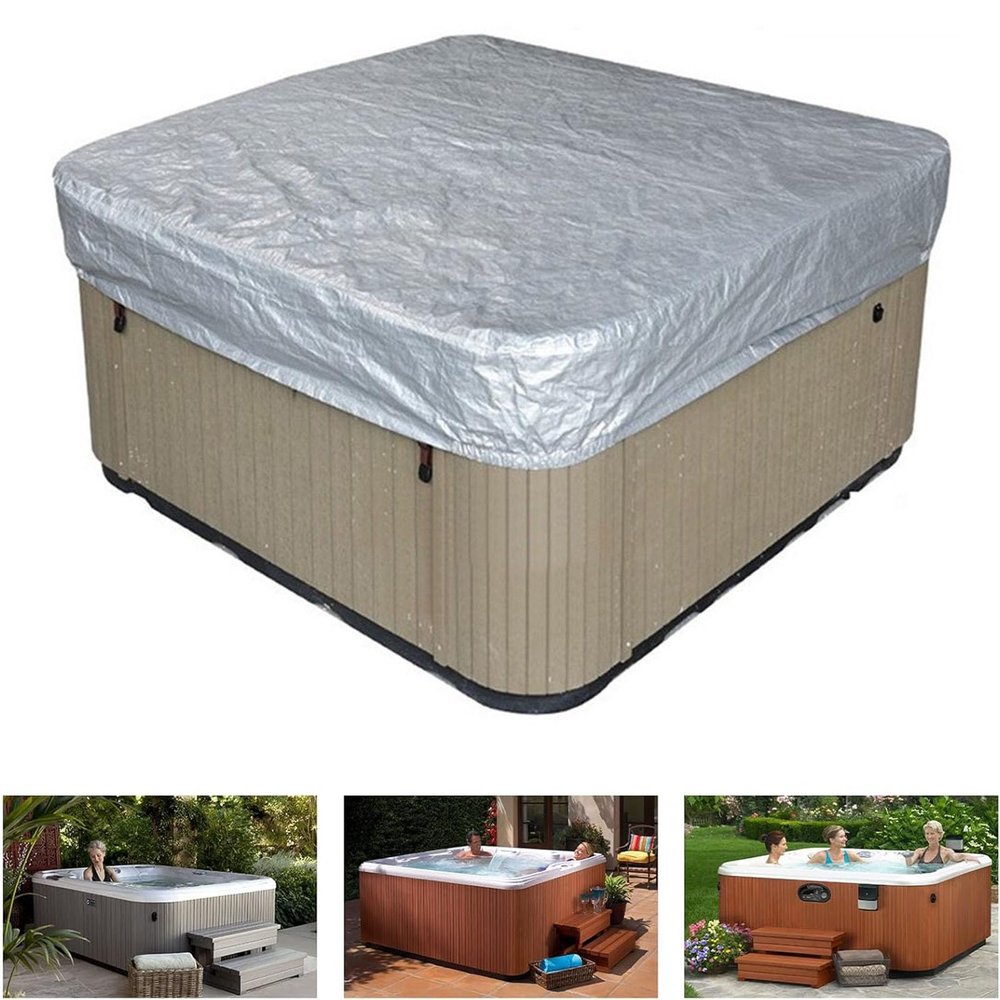 Outdoor Square Pool Cover for Stock Tank Pools, Waterproof UV Protection, 200 x 200 x 30 cm, Silver