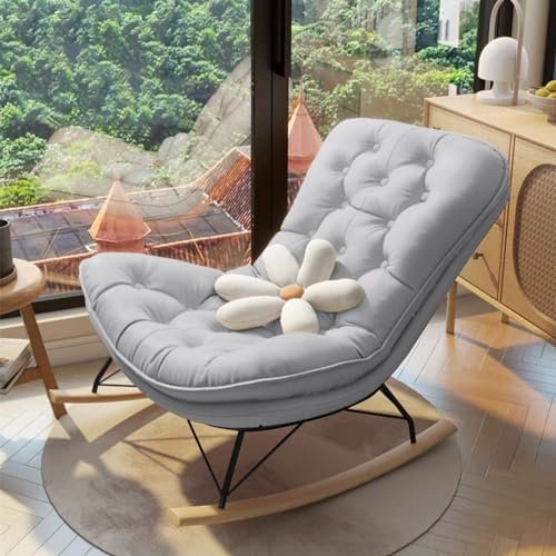 Modern High-Back Fabric Rocking Chair, Light Gray