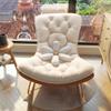 Modern High-Back Fabric Rocking Chair, Light Gray view 3