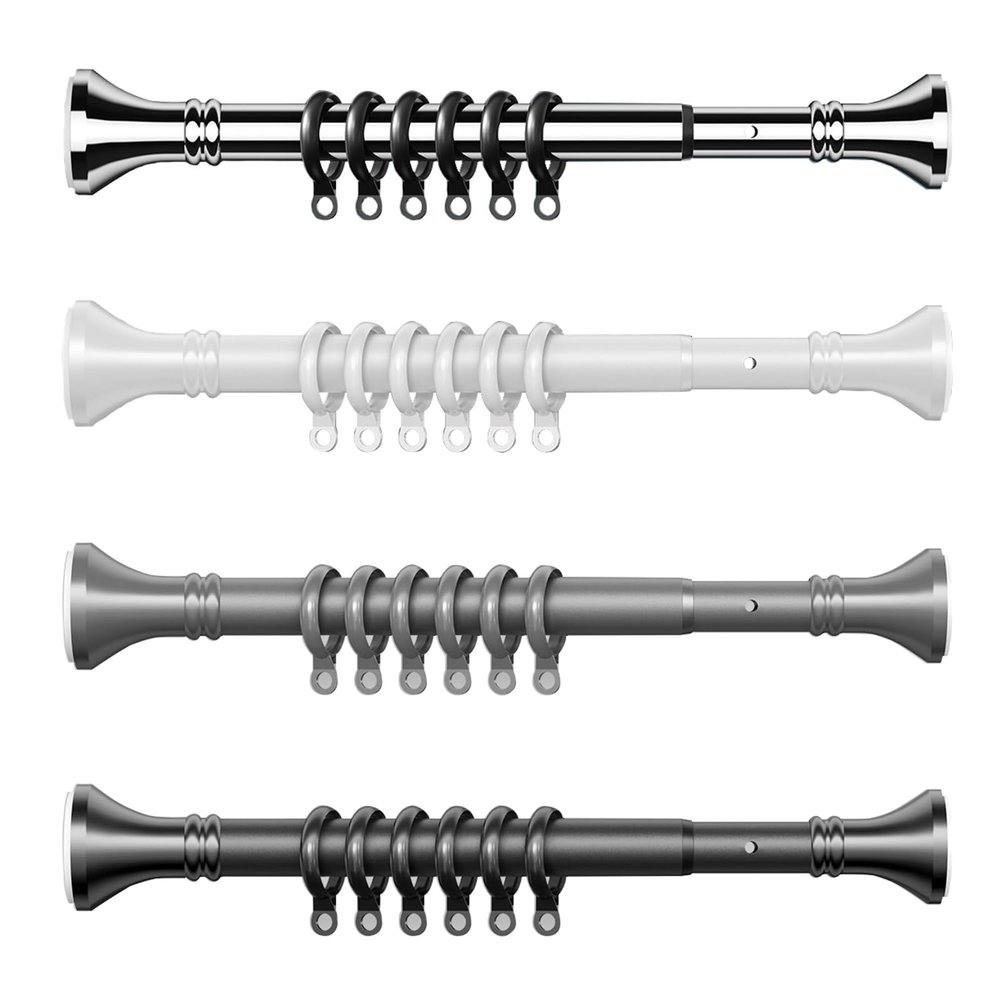 1 No-Drill Curtain Rod, Stainless Steel Telescopic Rod, Adjustable Shower Curtain Rod for Windows, Showers and Balconies, 50–75 cm (Gray)