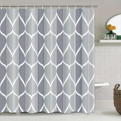 HNBFKD Gray Waterproof Shower Curtain with Hooks, 63 x 72 in