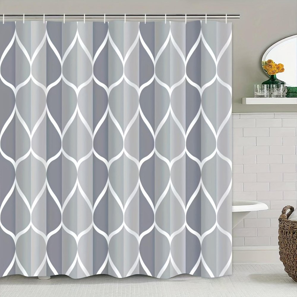 HNBFKD Gray Waterproof Shower Curtain with Hooks, 63 x 72 in