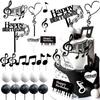 Music Note Disco Cupcake Toppers, Rock Guitar Happy Birthday Cake Decorations view 1