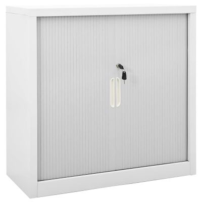 Lockable Metal Cabinet with Sliding Doors, Gray Steel, 90 x 40 x 90 cm