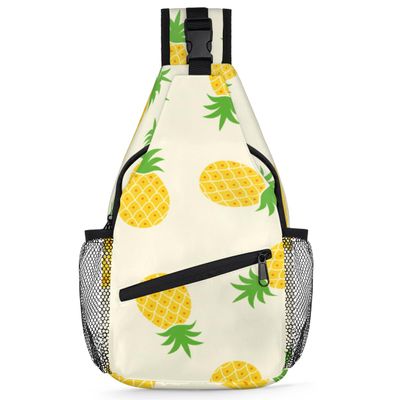 Golden Pineapple Polyester Sling Bag