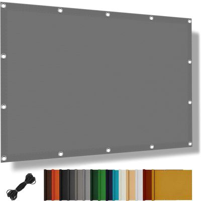 Waterproof Rectangular Sun Shade Sail 3.9 x 7 m, UV Protection, Light Gray