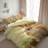 CozyRest Reversible Duvet Cover Set 135 x 200 cm, Beige Rabbit and Plants, with Zipper and 80 x 80 cm Pillowcases view 2
