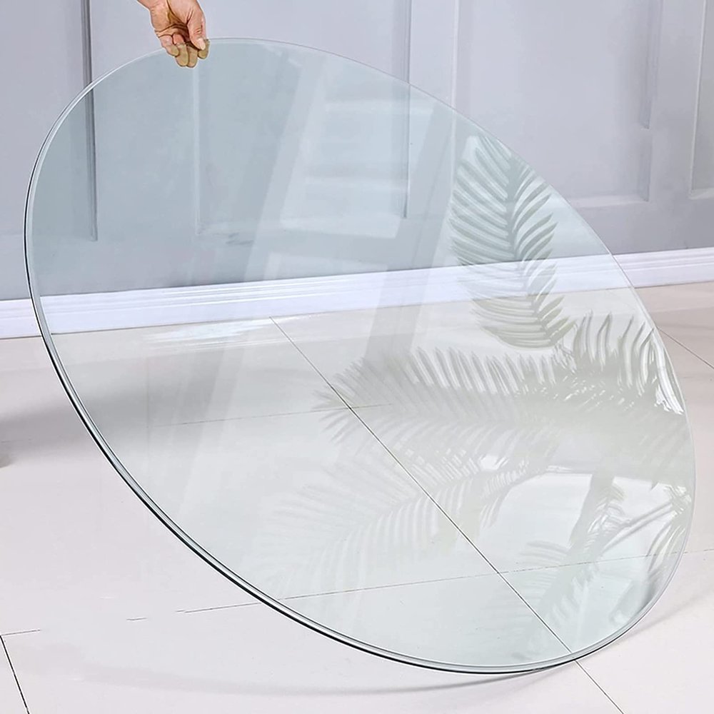 Round Clear Tempered Glass Tabletop, 9 mm Thick, 35–100 cm Diameter