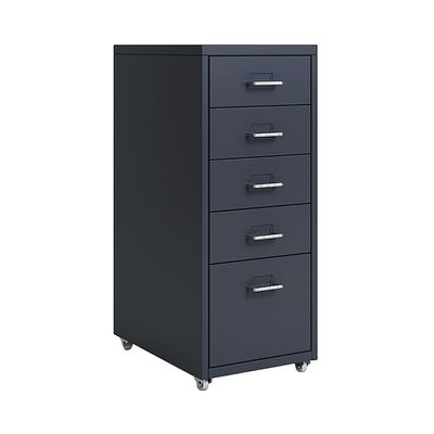 Mobile Metal Filing Cabinet with 5 Drawers and Casters for Home/Office, Dark Gray, 28 x 40.9 x 69.1 cm (L x W x H)