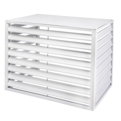 Weather-Resistant Air Conditioner Cover for Mini-Split and Central Air Units, Aluminum, 45° Angled Louvers, White, 43.3 x 23.6 x 31 cm