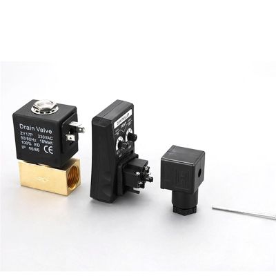 1/2-Inch Electronic Timed Drain Valve for Air Compressor Tanks, Automatic 2-Way, AC220V/DC24V, 1 Pc (OPT-A, DC24V)