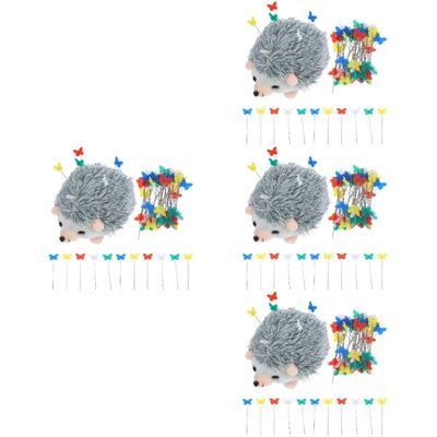 DIYEAH 4-Piece Hedgehog Pin Cushion Set with Colorful Needles