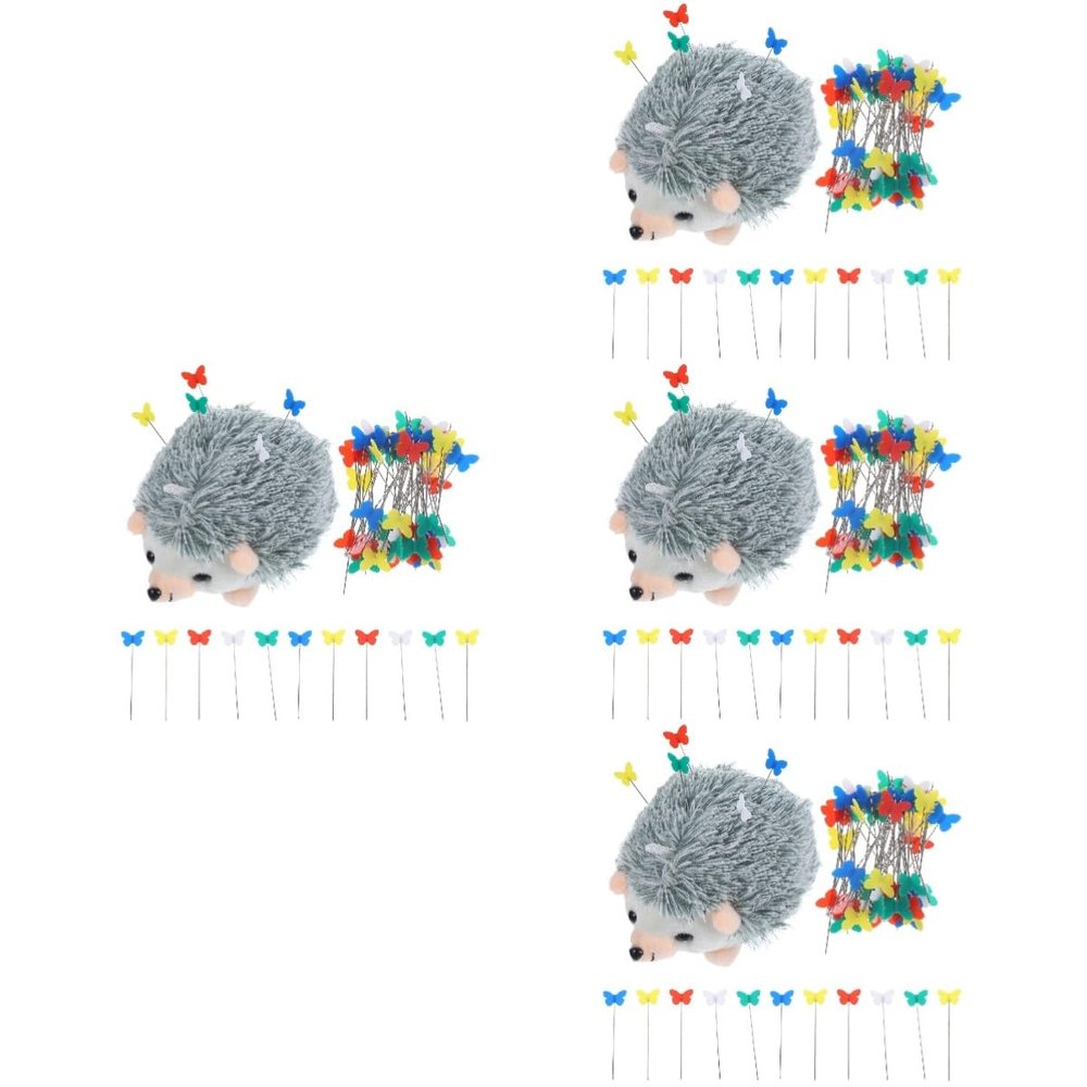 DIYEAH 4-Piece Hedgehog Pin Cushion Set with Colorful Needles