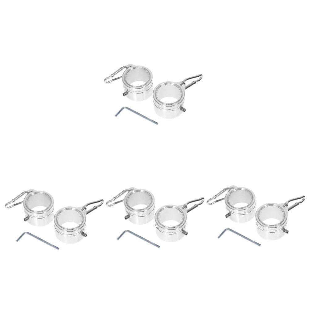 Supvox 4-Piece Flagpole Holder Set, Rotating Flag Rings and Hooks, Aluminum Alloy, Silver