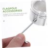 Supvox 4-Piece Flagpole Holder Set, Rotating Flag Rings and Hooks, Aluminum Alloy, Silver view 3