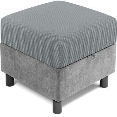 RTSFKFS Ottoman Cover, 35x35/40x40/45x45/50x50 cm, High-Stretch Polar Fleece, Washable 4-Way Stretch Cover (Gray, 40x60 cm)