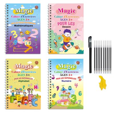 French Magic Practice Copybook Set for Preschool Children, Reusable, Ages 3–8