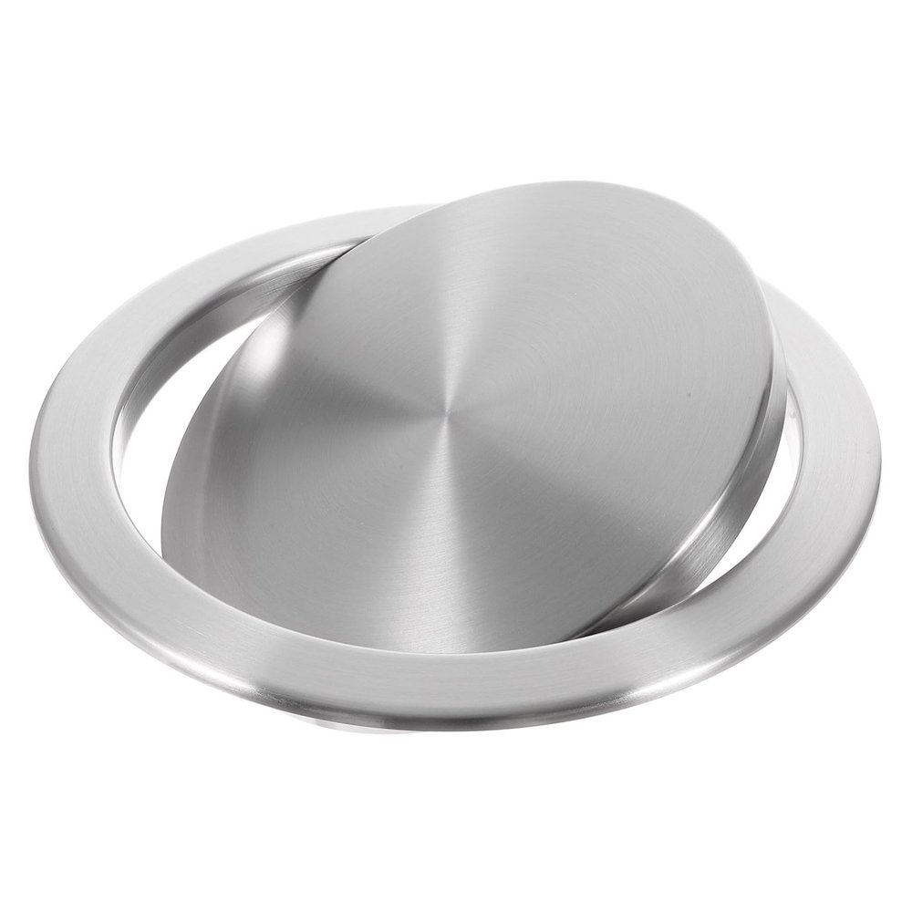 Round Trash Can with Lid, Silver Stainless Steel, for 17–20 cm Openings