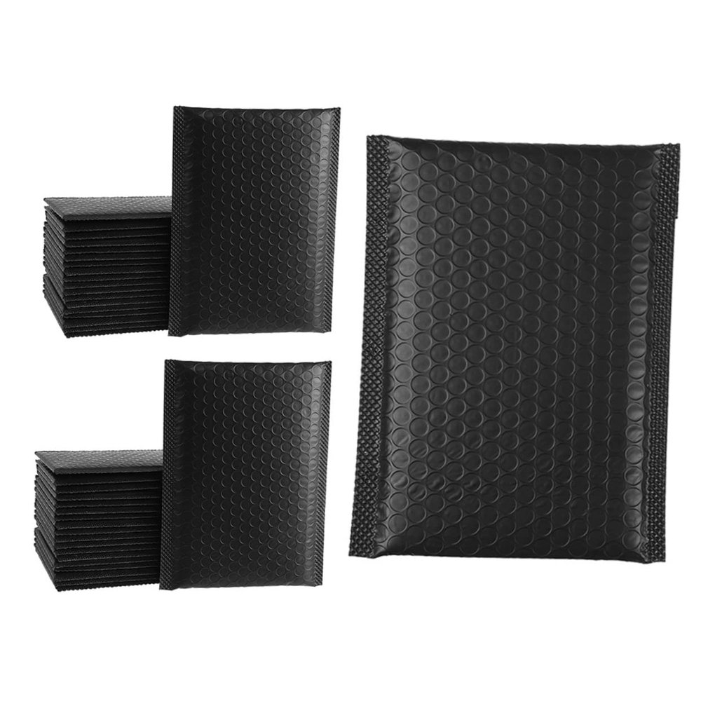 Black PE Bubble Mailers, 50 Count, Shock- and Drop-Resistant
