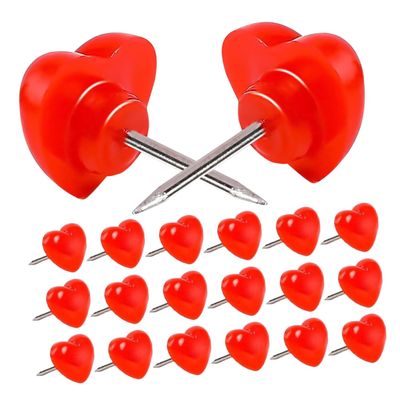 100 Red Heart-Shaped Thumbtacks, Decorative Push Pins for Corkboards, Photo Walls, and School