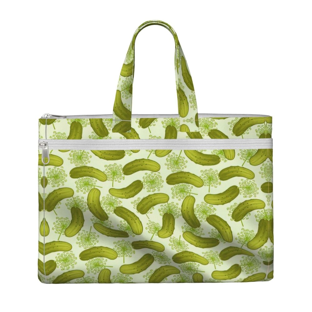 DEXNEL Sushi Dill Pickles A4 Canvas Document Tote Bag, Foldable, Black, One Size