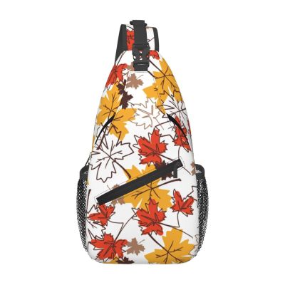 Anceky Autumn Maple Leaf Crossbody Sling Bag for Women and Men