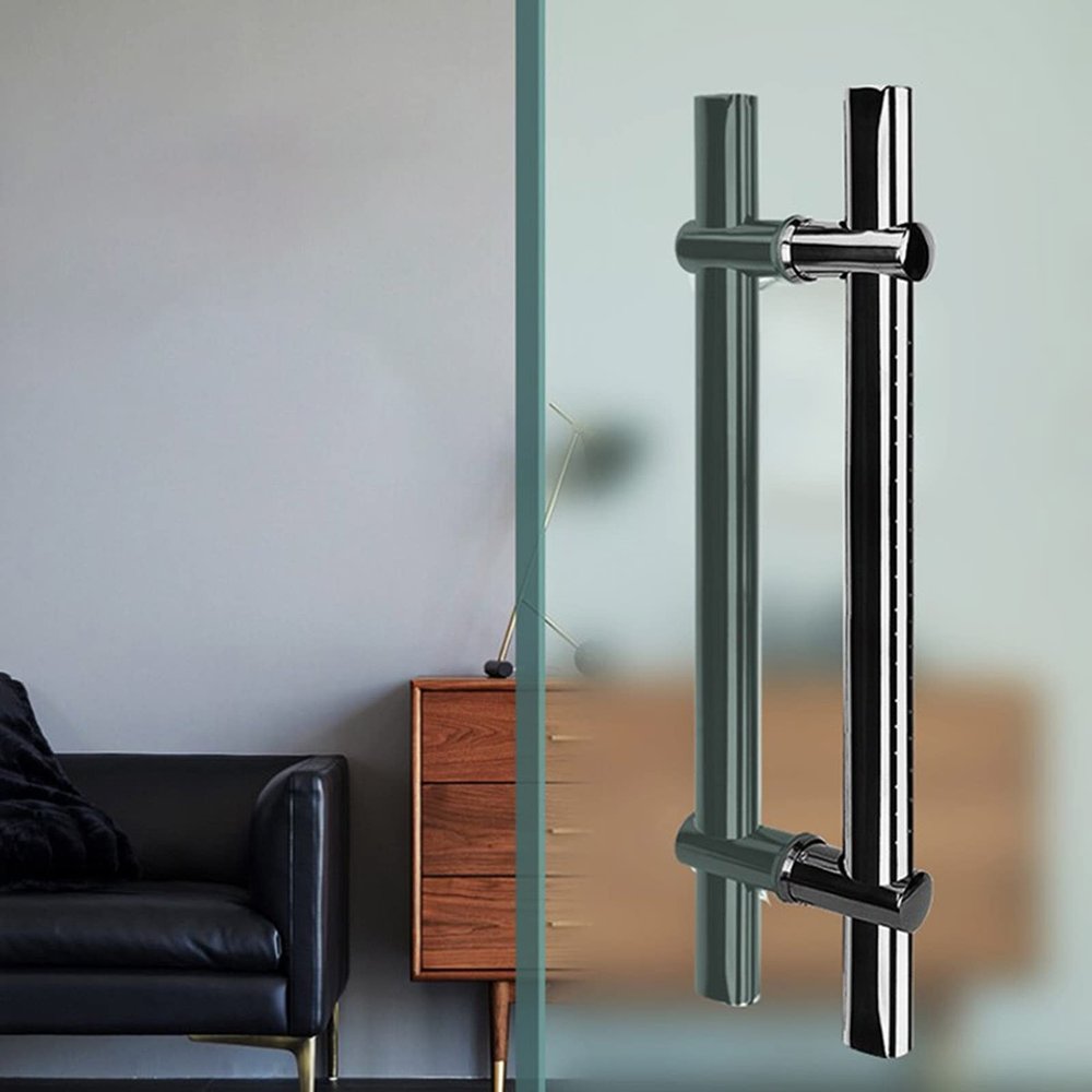 Adjustable Stainless Steel Glass Door Pull Handle, Black, 800 mm