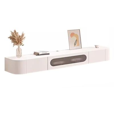 Easnuroz Floating Wall-Mounted TV Cabinet, White, 140 × 24 × 20 cm