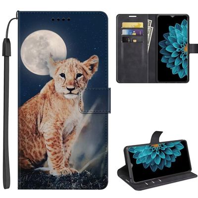 SEHEYA Flip Wallet Case for Motorola Moto G22, Forest Lion
