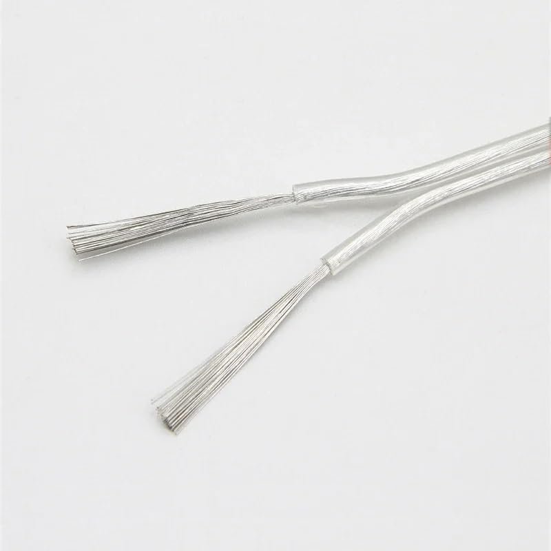 WANGF UL2468 2-Conductor Tinned Copper PVC-Insulated LED Light Strip Extension Cable, 22 AWG, 20 m, Clear-Clear