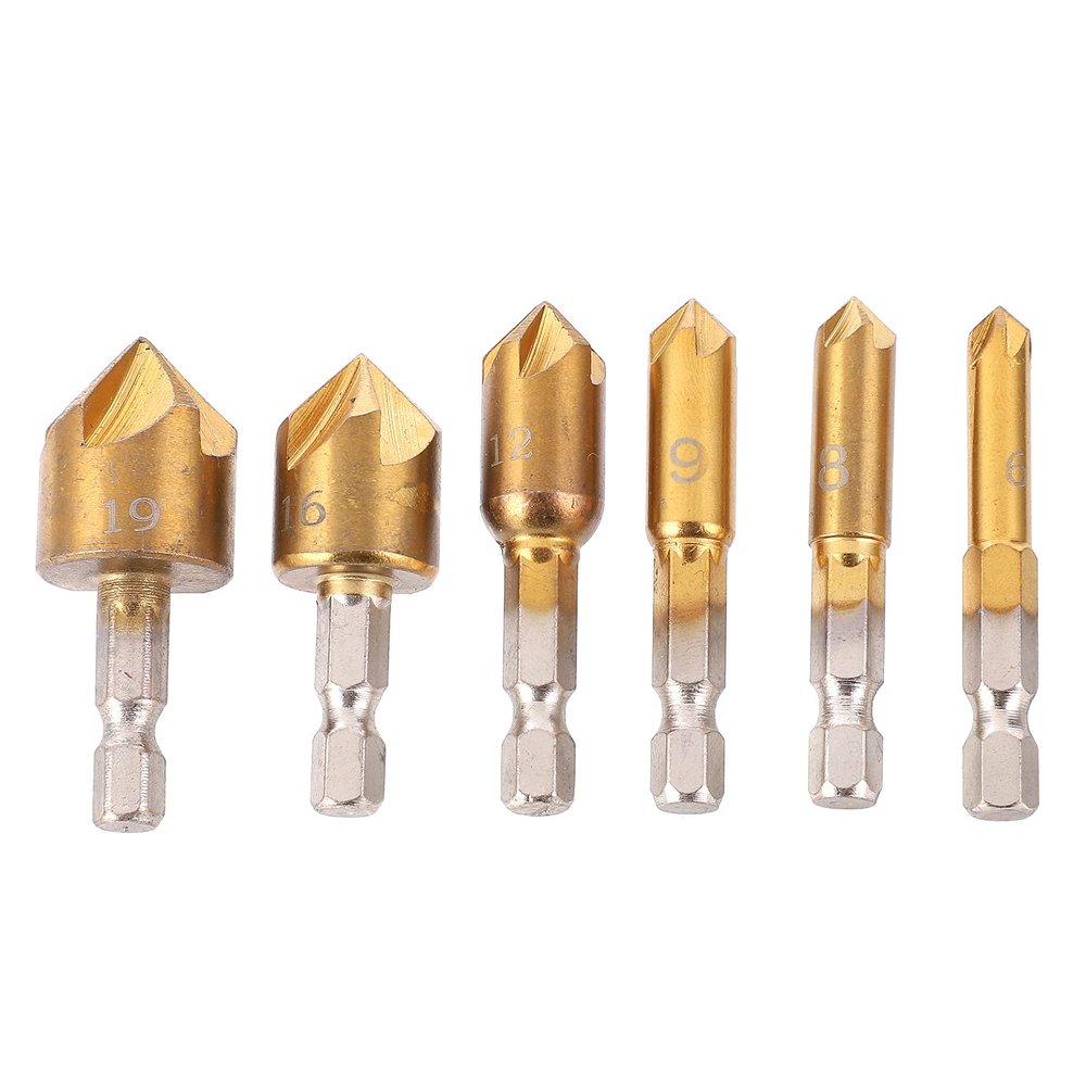 Baxnore 6-Piece Hex-Shank Countersink Drill Bit Set