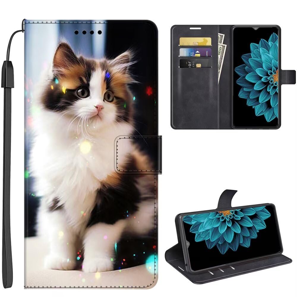 SEHEYA Flip Wallet Case for Google Pixel 8 5G, Fluffy Kitten Pattern