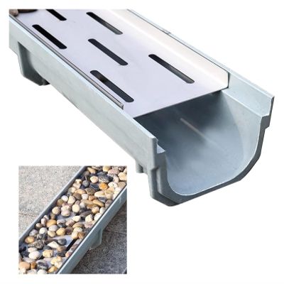 DXYOYONGOZ Patio Drainage Channel, Slot Drain and Trench System for Gardens, 20 x 10 cm (7.9 x 4 in)