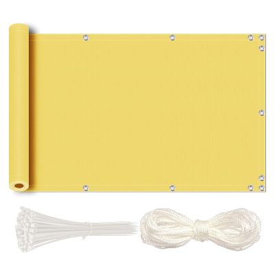 MEEYI Weatherproof Balcony Privacy Screen, 60 x 1000 cm, Yellow