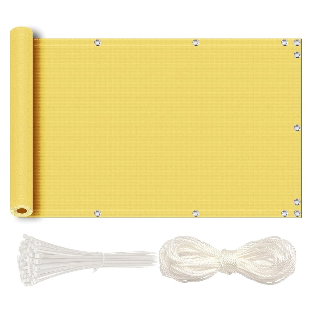 MEEYI Weatherproof Balcony Privacy Screen, 60 x 1000 cm, Yellow