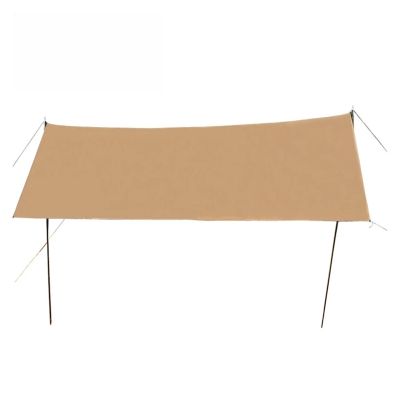 BDXMKS Khaki/Silver Square Outdoor Camping Tarp, Waterproof Windproof Sun Canopy, Portable (455)