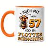 Kiddle-Design Personalized 57th Birthday Mug – “Still a Cheerful Little Bee at 57” – Orange view 1